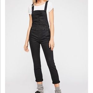 Free People Coated Denim Overalls